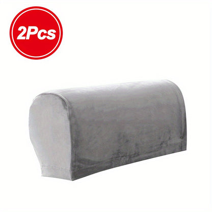 2pcs/ Set Stretch Armrest Covers Spandex Arm Covers for Chairs Couch Sofa Elastic Plaid Pattern Armchair Slipcovers for Living Room Home Decor Stretch Armrest Covers Velvet Arm Covers for Chairs Couch Sofa Armchair Slipcovers for Recliner Sofa