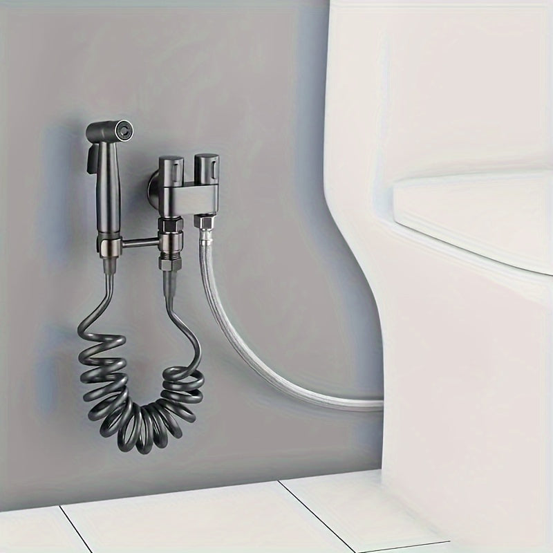 1pc Toilet Spray Gun Companion One in Two Out Function Outlet Angle Valve Toilet Woman Washing Machine Booster Spray Gun Household Angle Valve Flusher