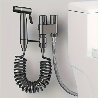 1pc Toilet Spray Gun Companion One in Two Out Function Outlet Angle Valve Toilet Woman Washing Machine Booster Spray Gun Household Angle Valve Flusher