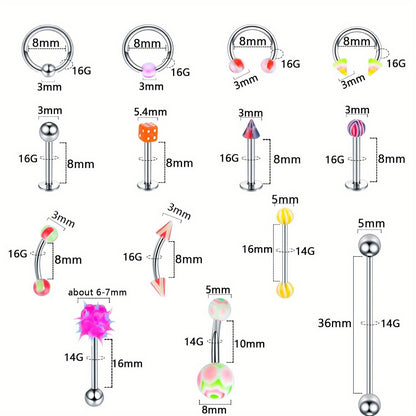160pcs Body Piercing Kit with Piercing Gun – Professional Jewelry Set for Ear, Nose, Lip & Belly with Stainless Steel & Acrylic Studs, Rings & DIY Piercing Tools