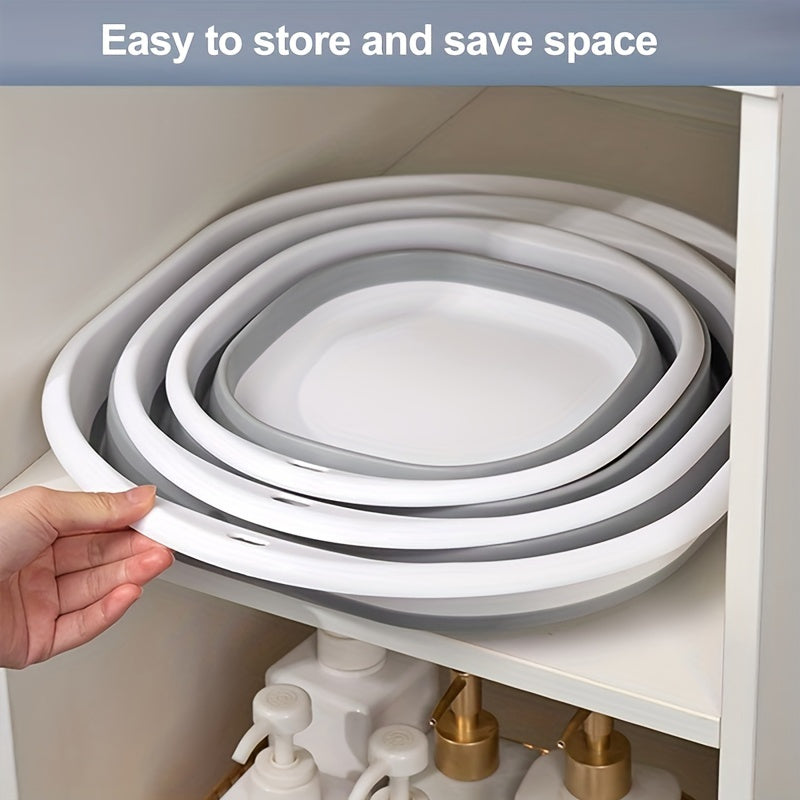 A Compact 3pcs Set That Includes a Collapsible Sink, a Portable Wash Basin, a Square Dish Tub, a Foldable Laundry Basket, And a Plastic Sink, Designed for Efficient Storage of Utensils, Fruits, And for Use During Camping, Laundry, Hiking