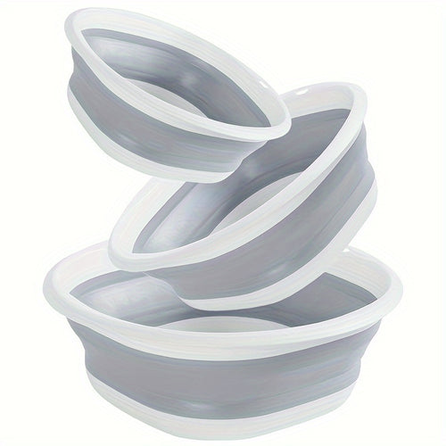 A Compact 3pcs Set That Includes a Collapsible Sink, a Portable Wash Basin, a Square Dish Tub, a Foldable Laundry Basket, And a Plastic Sink, Designed for Efficient Storage of Utensils, Fruits, And for Use During Camping, Laundry, Hiking