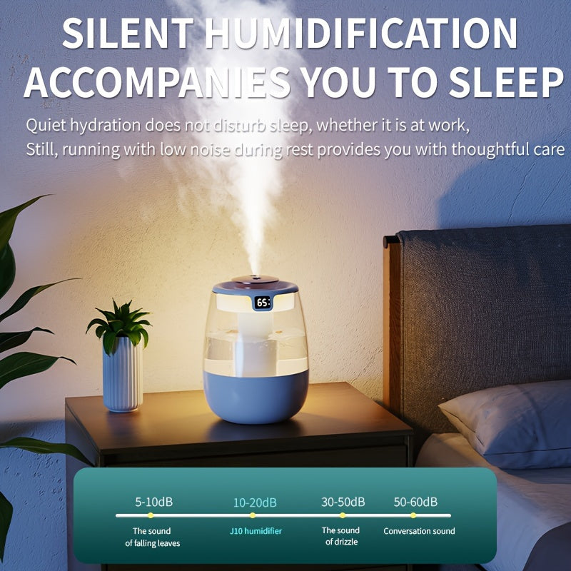 Silent Large Capacity Atomizing Humidifier -10 Hours Of Battery Life, Anti Dry Burning Protection, with Light, White Stylish Appliance, Durable Plastic Material, Very Suitable for Bedrooms And Desks - with USB, Without Remote Control