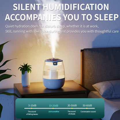 Silent Large Capacity Atomizing Humidifier -10 Hours Of Battery Life, Anti Dry Burning Protection, with Light, White Stylish Appliance, Durable Plastic Material, Very Suitable for Bedrooms And Desks - with USB, Without Remote Control