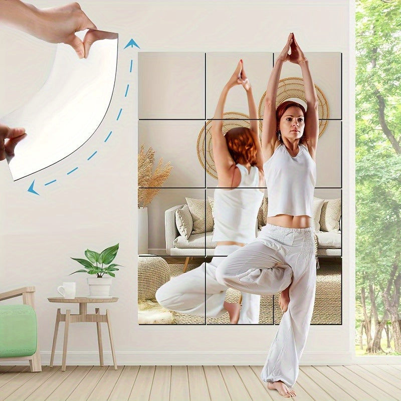 12 12-Inch Mirror Wall Stickers - Acrylic Wall Stickers for Home Office Decoration, Wedding Anniversary, Easy Installation, Protective, Reflective Wall for Living Room, Bedroom And Kitchen