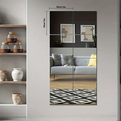 12 12-Inch Mirror Wall Stickers - Acrylic Wall Stickers for Home Office Decoration, Wedding Anniversary, Easy Installation, Protective, Reflective Wall for Living Room, Bedroom And Kitchen
