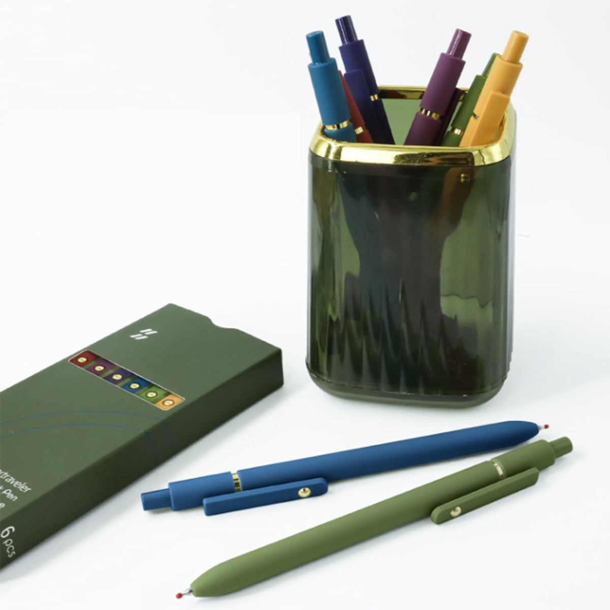Gel Pen Set 25-Pack – 5 Multicolor Pens + 20 Black Refills 0.5mm Fine Point Quick-Drying Smooth Writing No Feather Ink for Office School Journaling Gifting Vintage Morandi Gradient