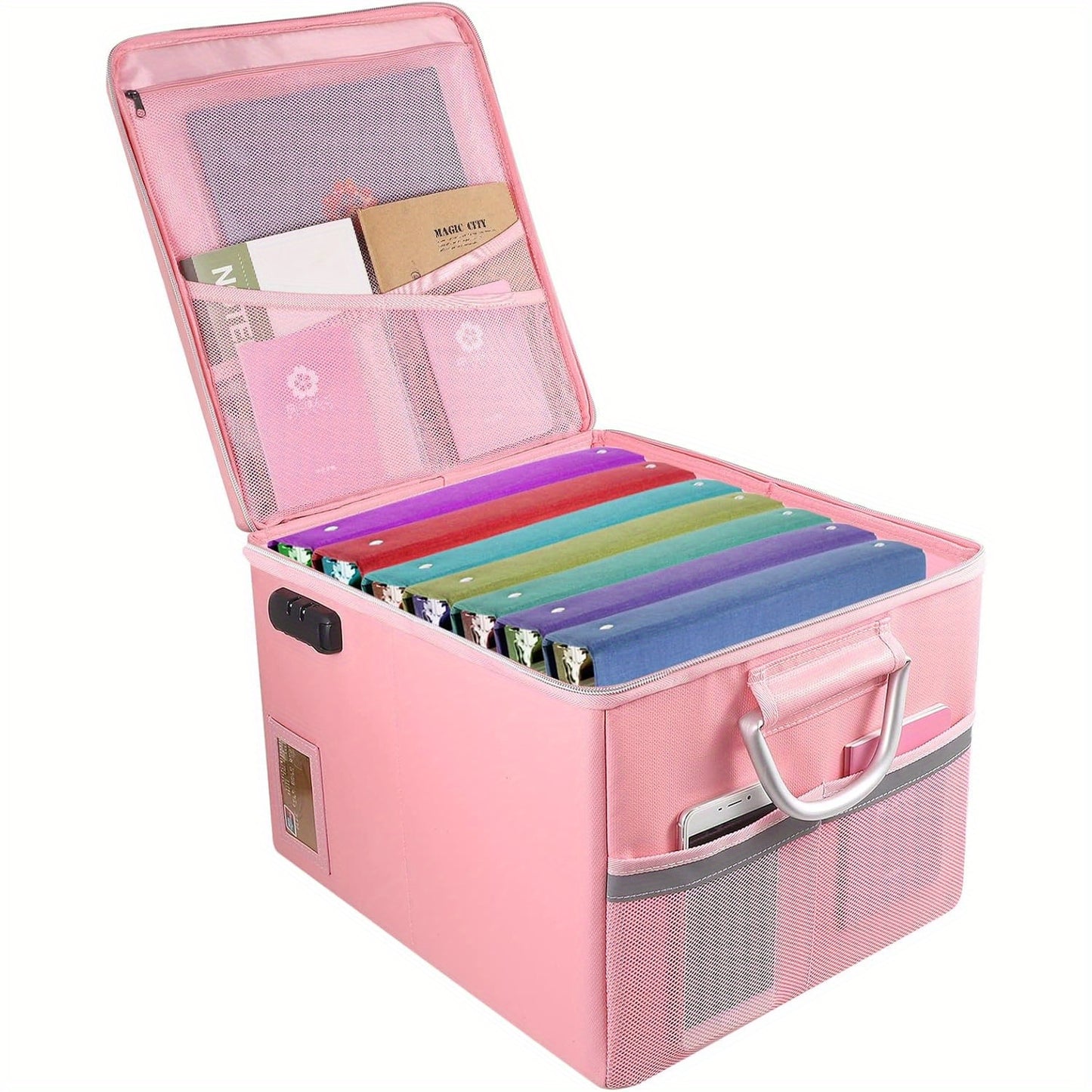 Fireproof File Cabinet with Lock, Fireproof Document Organizer Collapsible File Box Filing Cabinet with Handle for Letter Legal Folder Certifications
