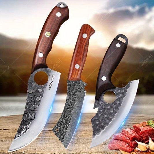 3/4pcs, Kitchen Chef Knife Set, Stainless Steel Boning Knife Barbecue Knife Multipurpose Knife Utility Knife Professional Vegetable Chopper Fish Knife Mini Knife Cheese Pizza Small Pocket Knife For Kitchen Convenience