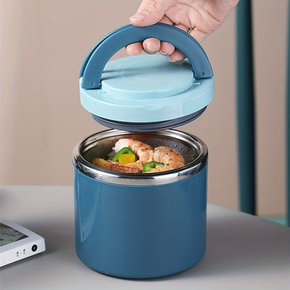 Insulated Lunch Box Stainless Steel 630ml - Leakproof Bento Box with Handle, Stackable Thermal Food Container for Office School Camping Picnic - Pink Blue Green