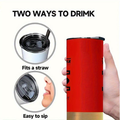 Antler & Bullet Graphic Coffee Mugs, Stainless Steel Insulated Tumbler With Lid & Straw, Beverage Container & Travel Cup For Hot & Cold Drinks, 20oz Camping Drinkware, Ideal Gift For Birthday, Holiday, Parties, Thanksgiving, Father'S Day, Christmas