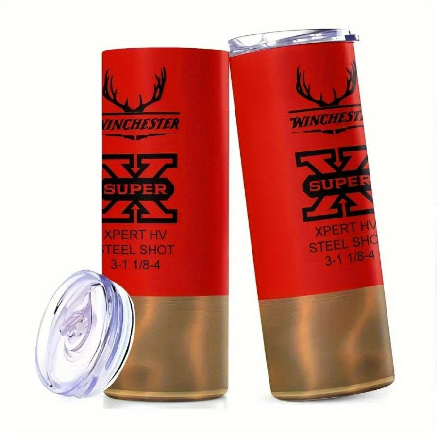 Antler & Bullet Graphic Coffee Mugs, Stainless Steel Insulated Tumbler With Lid & Straw, Beverage Container & Travel Cup For Hot & Cold Drinks, 20oz Camping Drinkware, Ideal Gift For Birthday, Holiday, Parties, Thanksgiving, Father'S Day, Christmas
