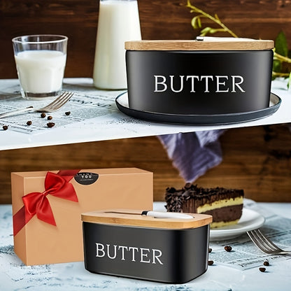 1pc Luxury Large Butter Dish with Lid - Ceramic Countertop Keeper with Knife High-Quality Sealing and Easy-Clean Design - Perfect Kitchen Gift for Butter Lovers Butter Container