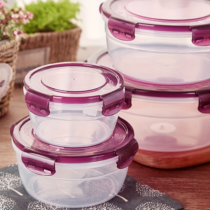 Refrigerator Storage Containers Large Capacity 3/4pcs Airtight - Keeps Fruit Vegetable Meat Egg Dumpling Fresh, Stackable Space-Saving Plastic Food Storage Boxes for Kitchen Fridge, Purple Green Blue Beige