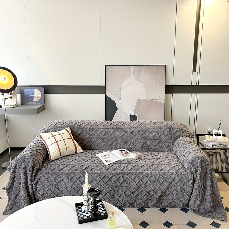 Sofa Cover, Sofa Slipcover, Soft Polyester Velvet Fabric, Suitable for 2-4 Seater Sofas, Non-Slip Washable Sofa Cover, Pet-Friendly, Bohemian Modern Jacquard Couple Tatami Cover for Bedroom Sofa