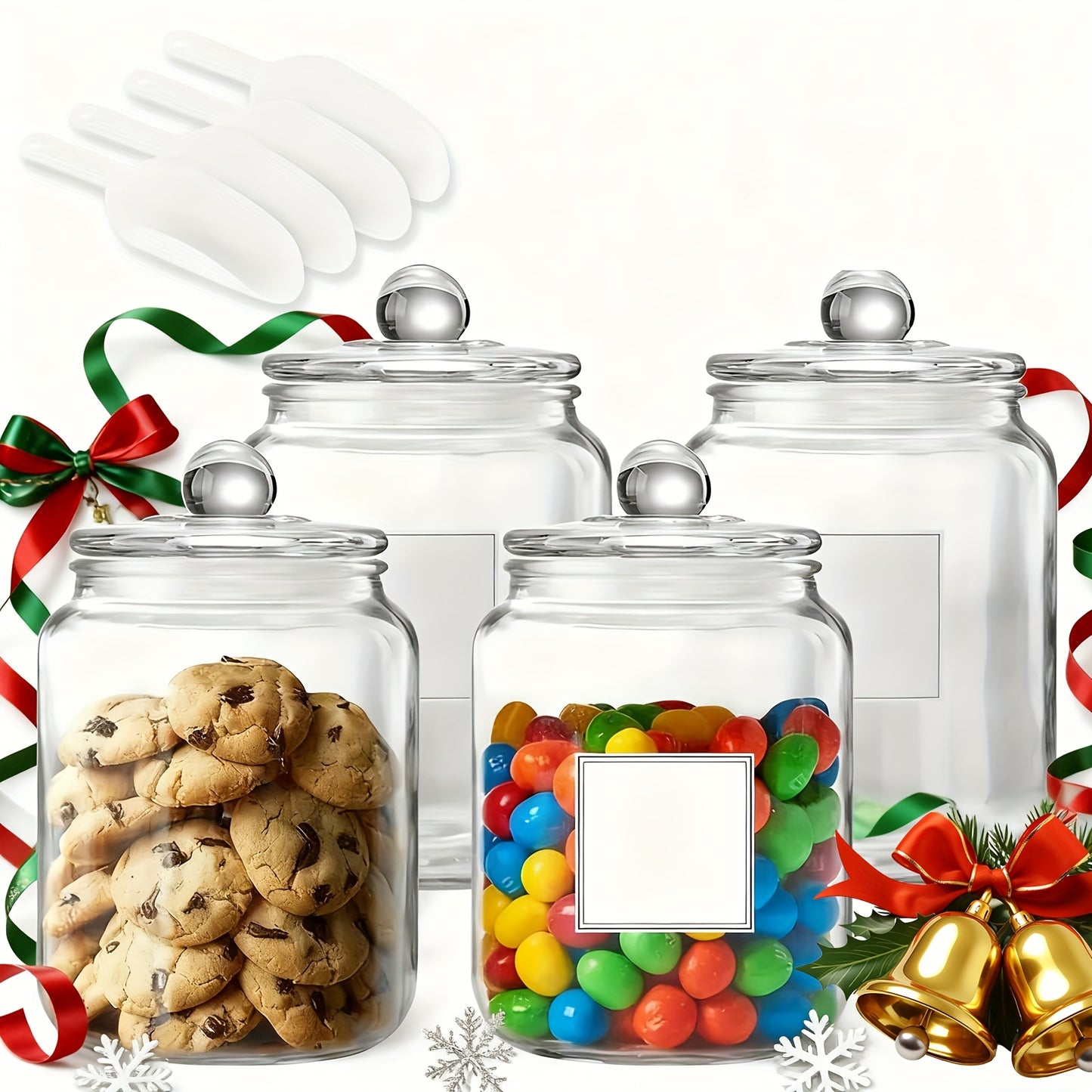 Half Gallon Large Glass Jars with Lids, Airtight Storage Clear Containers for Kitchen, Laundry Room And Pantry Food Organization, Set Of 4