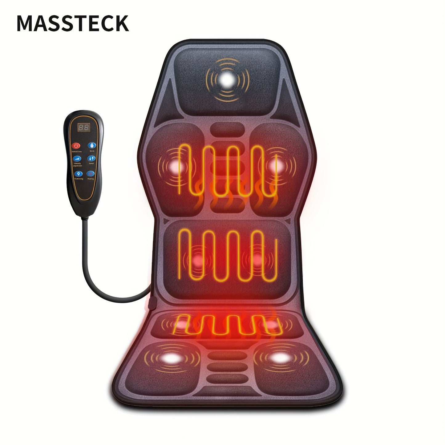 MASSTECK Massage Seat Cushion for Couch, Chair, Massager Mat with Heat, Lumbar Traction & Relax, 9 Vibration Motors & Triple Back Heating Pad, Full Body Massager for Back Waist Hip Leg, Massager Gift for Mom/Dad/Women/Men, Christmas Gift