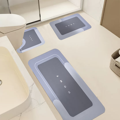 Bathroom Rugs 3pcs Diatomaceous Earth Bath Mat Non-Slip Bathroom Toilet Mat Set Super Absorbent Dry Machine Washable Non-Slip Backing for Safe And Easy Cleaning Perfect for Any Home Hotel Shower Room
