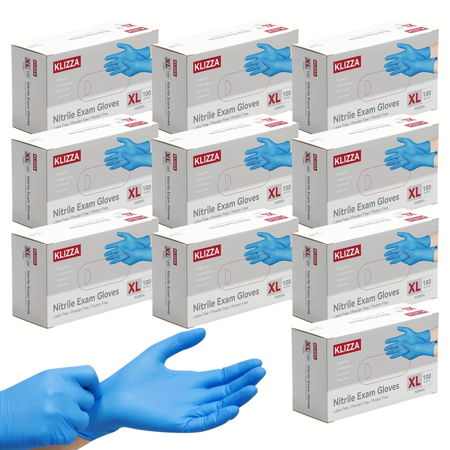 Blue Nitrile Gloves (1000pcs/10boxes) 6.5mil Thickened Disposable Latex-free, Powder-free, Special For Household Kitchen Cleaning, Food Handling, Hair Dyeing, Christmas Gifts