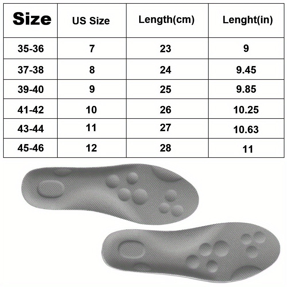 Memory Foam Insoles 3 Pairs - 4D High Elasticity Shoe Inserts for Men and Women, Breathable Comfort Insoles for Work, Sports, Walking, Standing All Day