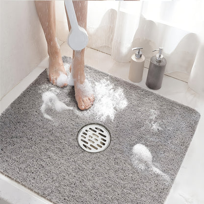 Square Shower Mat, Non-Slip Bath Mat for Tub, Soft PVC Loofah Bathtub Mats with Drain Holes, Quick-Dry Bathroom Stall Floor Mat Without Suction Cup, 24 X 24 Inches
