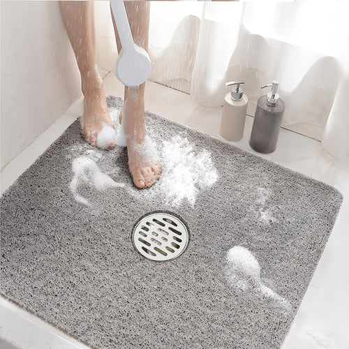 Square Shower Mat, Non-Slip Bath Mat for Tub, Soft PVC Loofah Bathtub Mats with Drain Holes, Quick-Dry Bathroom Stall Floor Mat Without Suction Cup, 24 X 24 Inches