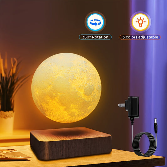 Levitating Moon Lamp, Magnetic Floating Moon Lamp Spinning Luna Night Light with 3 Color Modes, for Home Office Desk Decor, Bedroom Unique Lamps, Cool Tech Gadgets Gift