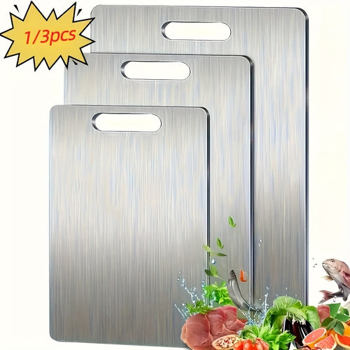 1/3pcs Kitchen Titanium Cutting Board, Brand New Upgraded Kitchen Pure Titanium Cutting Board Set of 3 for 2025, Double-Sided Durable Metal Cutting Board. Suitable for Meat, Fruits, And Vegetables; a Must-Have for Holiday Gifts!