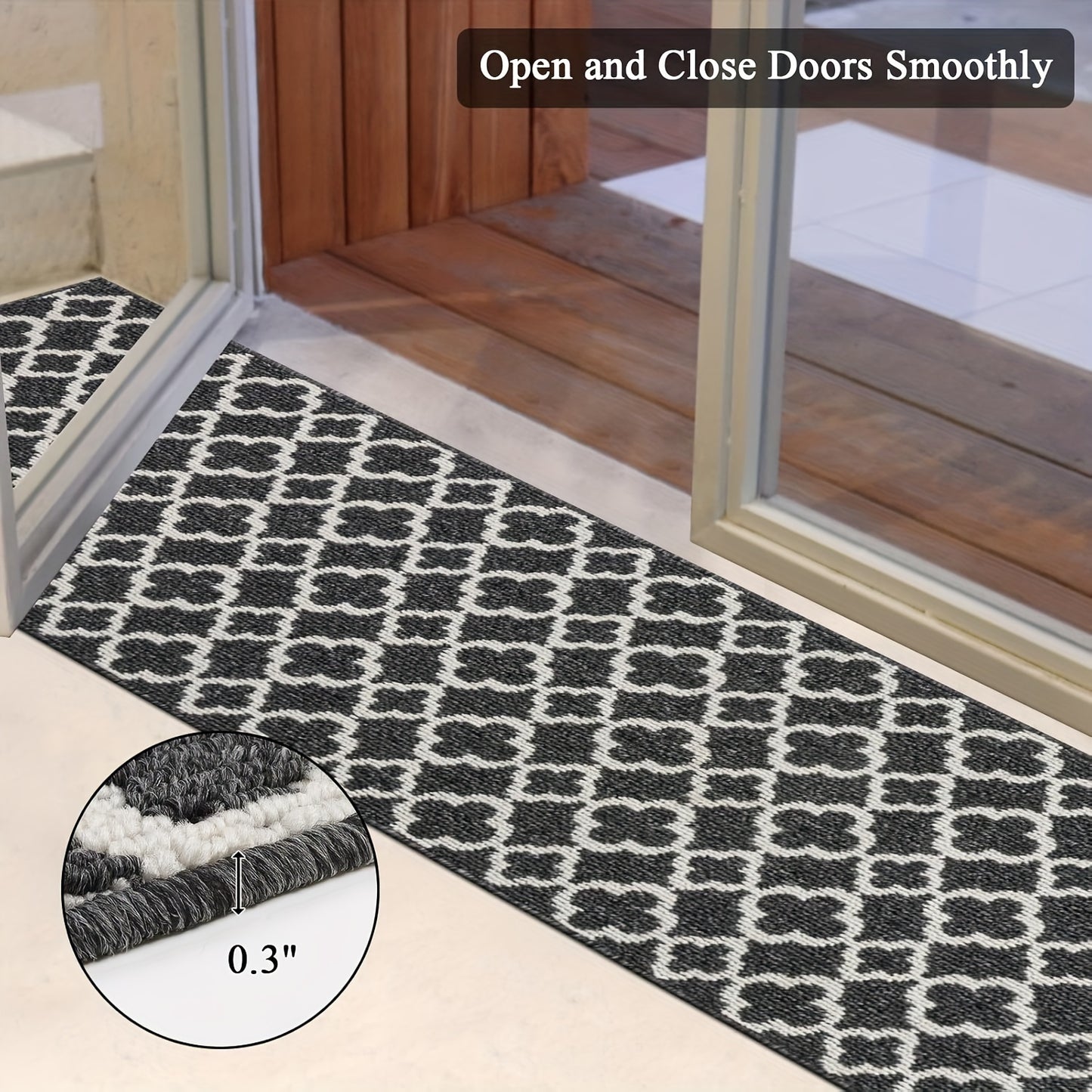 Non-Slip Moroccan Trellis Runner Rug - Long Hallway Carpet Suitable for Entryway, Kitchen, Bathroom - Machine Washable Floor Rug with Moroccan