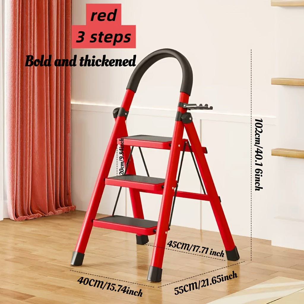 1 Heavy-duty 3/4/5-step Portable Folding Ladder, 500 Lbs Weight Capacity, Durable Plastic Folding Ladder With Non-slip Steps, Lightweight And Portable, Suitable For Both Household And Industrial Use