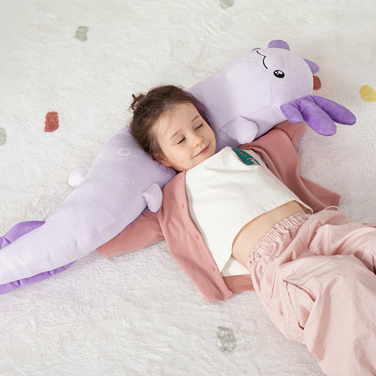 MaoGoLan Large Axolotl Plush Body Pillow, Big Axolotl Plush Pillow Toy, XL Axolotl Stuffed Animal For Kids, Axolotl Plush Glow In The Dark, Christmas Valentine Birthday Gift Purple