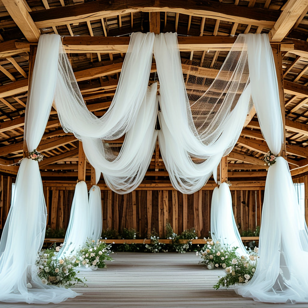 32.8Ft Elegant White Chiffon Draping Fabric Arch Curtain - Lightweight Durable Nylon Wedding Decor for Ceremonies, Receptions, Birthdays, & Bridal Showers Wedding Decorations, Ceremony Backdrop, Reception Decor, Party Backdrop