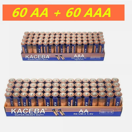 60 AA and 60 AAA Batteries 1.5v. Wholesale Lot New Fresh Low draining devices, Remotes, Clocks, Lamps