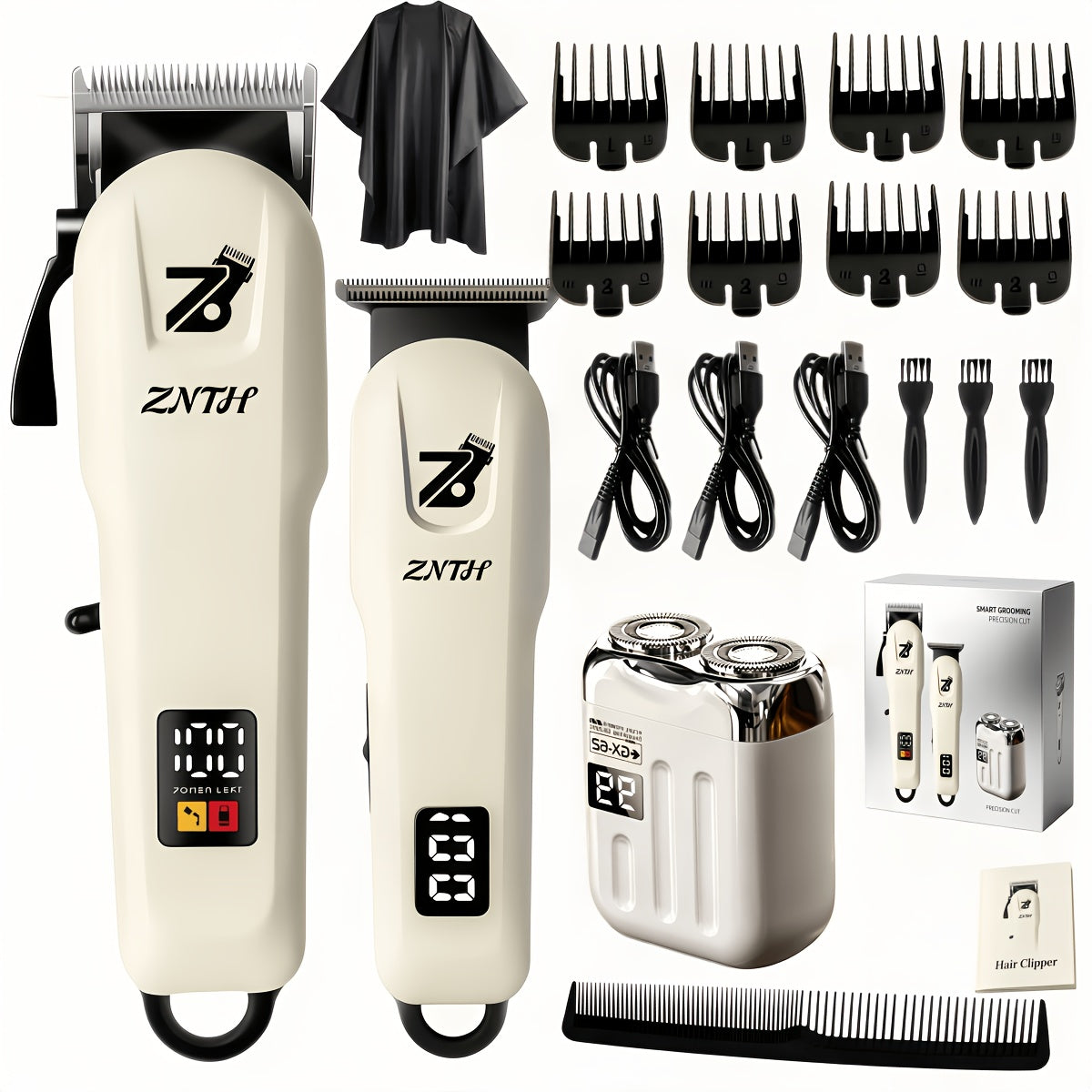 Valentine's Gift | 9-in-1 Professional Hair Clipper & Trimmer for Haircuts, Bald Head, Shaving & More, with LCD Display, USB Fast Charge & Long Battery Life, Stainless Steel Blade for Home & Barbershop, Complete Set Includes 4 Guide Combs, Cape Comb