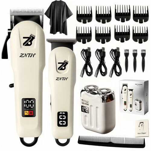 Valentine's Gift | 9-in-1 Professional Hair Clipper & Trimmer for Haircuts, Bald Head, Shaving & More, with LCD Display, USB Fast Charge & Long Battery Life, Stainless Steel Blade for Home & Barbershop, Complete Set Includes 4 Guide Combs, Cape Comb