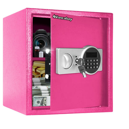 1pc Home Money Safe Box With Sensor Light And Fire-Resistant Bag, Fireproof Security Safe With Keys & Passcode, Digital Keypad Lock Box For Cash And Valuables. Valentine'S Gift For Her/Him