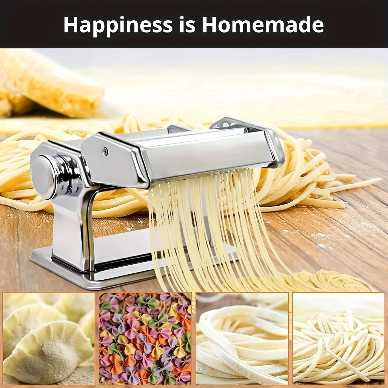Pasta Machine, 8 Adjustable Thickness Settings, 2-in-1 Pasta Machine, With Rollers And Cutter, Can Press Dough And Make Noodles, Perfect For Pasta, For Lasagna Or Dumpling Wrappers, Kitchen Tool, Perfect For Pasta Lovers