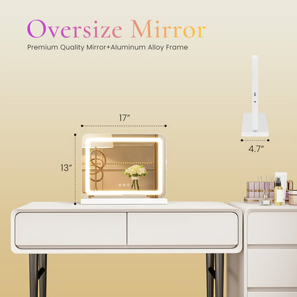 LED Vanity Mirror with Lights – Dimmable 3 Color Modes, Memory Function, USB Port & Aluminum Frame for Bathroom, Bedroom & Desk Makeup Mirror, 13x17 / 22x19 / 32x22 in