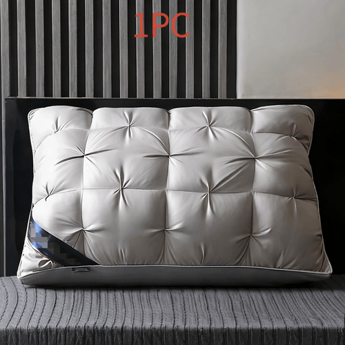 Luxury 5-Star Hotel Quality Pillow - Deep Sleep Neck Support, No Collapse All-Season Use, Machine Washable White Satin, Soft Polyester Fiber, Zipper Closure, Modern Design for Home & Hotel Use, Hotel Pillow, Sleek Pillow, Durable Pillow, Pillow For Sleepi