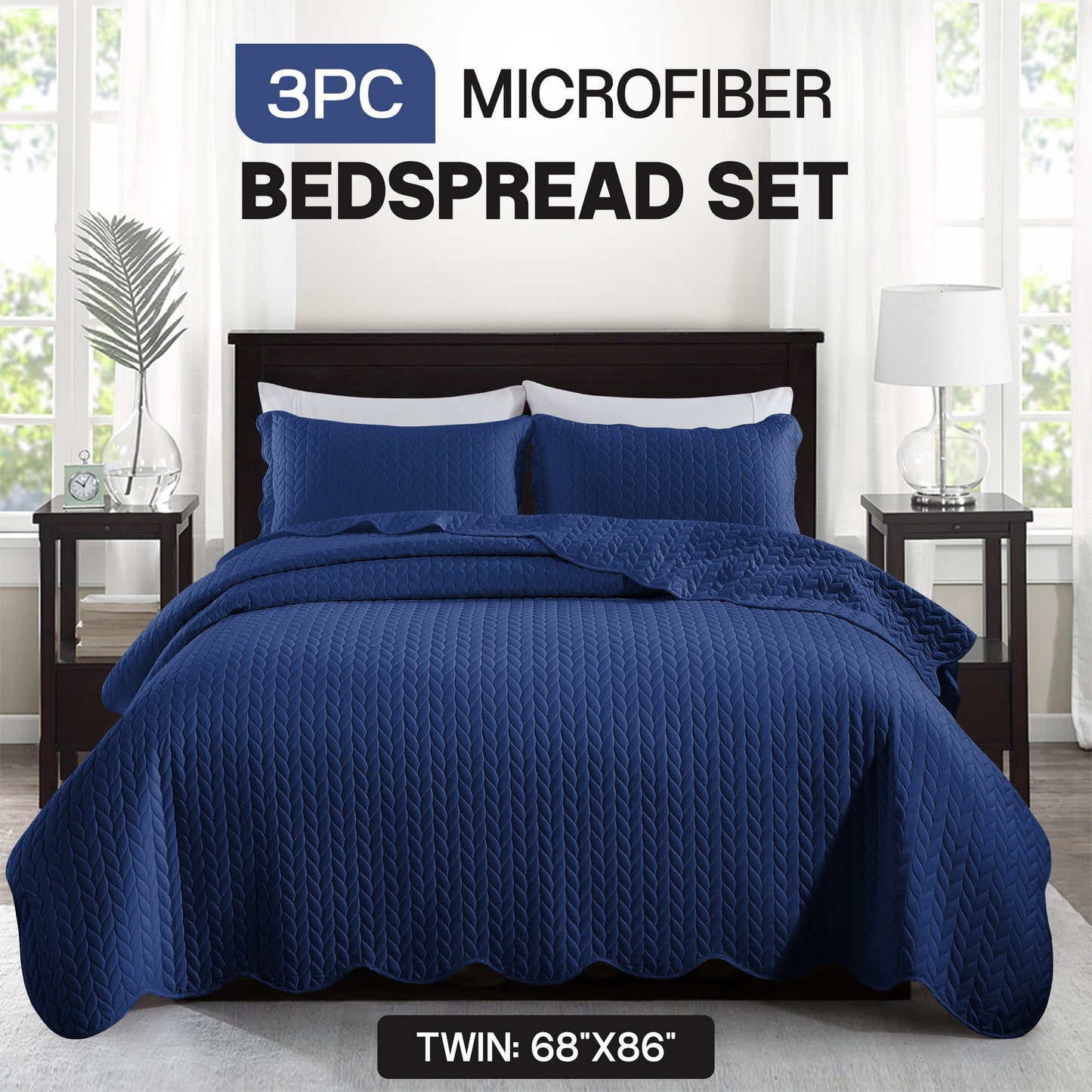 3pcs Bedspread Set Bedspreads with free Pillow Shams - Leaf Pattern Soft & Breathable Bedspread Lightweight Microfiber Bedspread - Modern Style Floral Pattern Coverlet For All Seasons - Christmas Gifts For Family And Friends (1 Bedspread, 1 Or 2 Pillow Sh