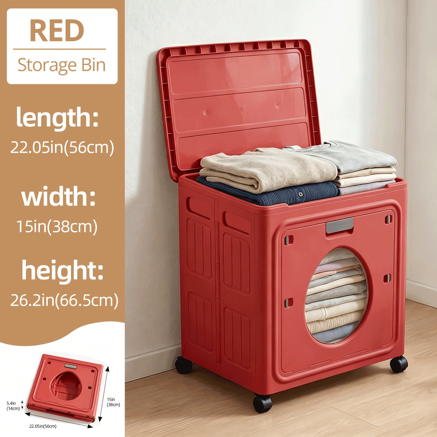 Large 37 Gallon Flip Top Foldable Storage Box, Space Saving Front Door Design for Bedroom Living Room Dorm, Sturdy Plastic Clothes Bedding Seasonal Organizer with Visible Window, Durable Classic Must Have for Busy Professionals, Under-Bed Storage