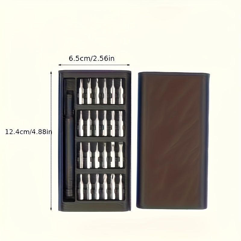 25pcs Precision Screwdriver Set with Flat-Head & Phillips/Slotted Bits - Heavy-Duty Plastic Construction, Ergonomic Grip - All-in-One Kit for Electronics, Smartphones, Watches, Glasses, Jewelry, Home Repairs - Compact Included - Ideal for