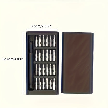 25pcs Precision Screwdriver Set with Flat-Head & Phillips/Slotted Bits - Heavy-Duty Plastic Construction, Ergonomic Grip - All-in-One Kit for Electronics, Smartphones, Watches, Glasses, Jewelry, Home Repairs - Compact Included - Ideal for