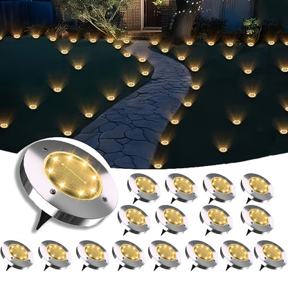 Solar Ground Lights, Outdoor LED Path Lights, Courtyard, Lawn, Driveway Underground Lights, White Light, Stainless Steel, Waterproof And Dustproof