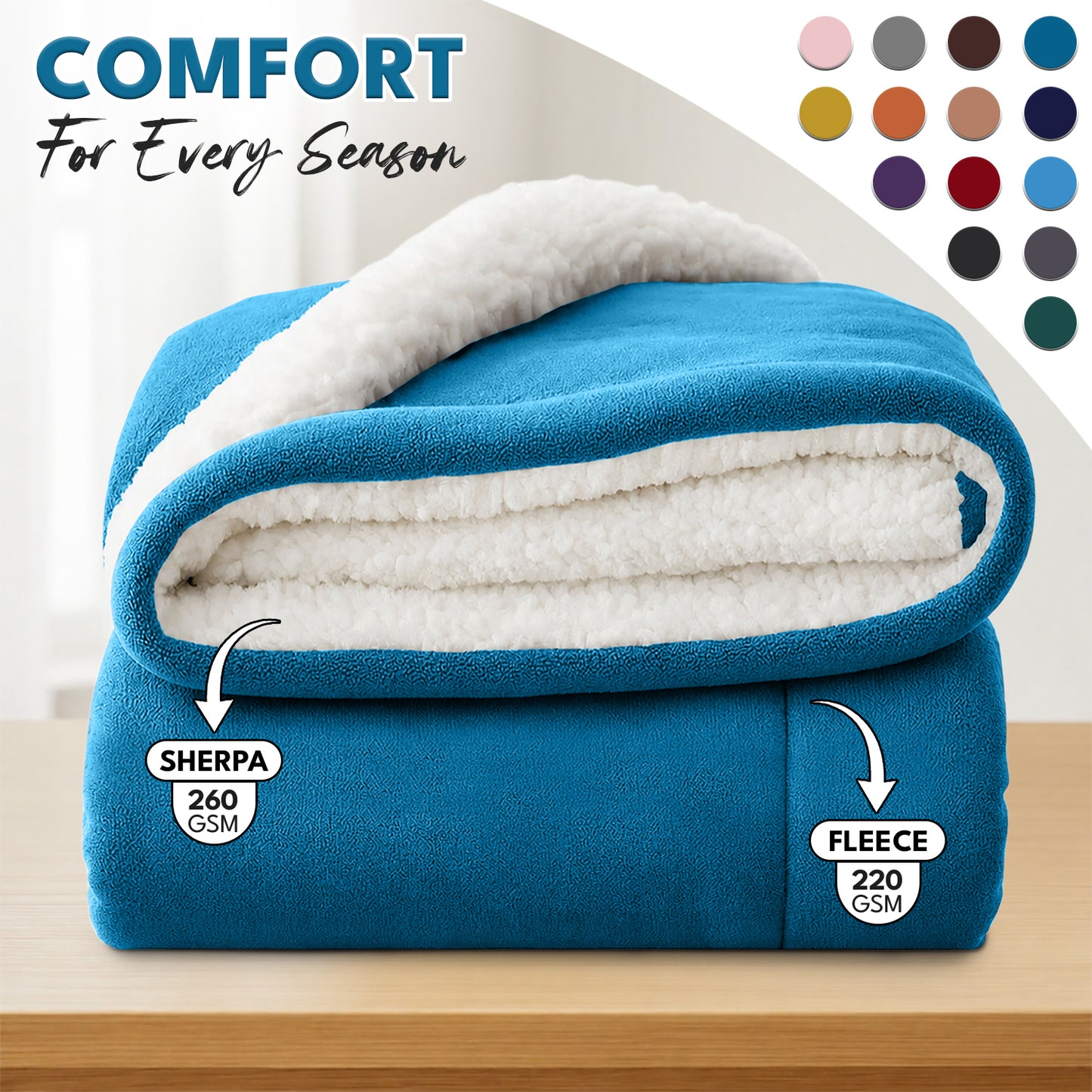 Luxurious Flannel Sherpa Throw Blanket – Ultra Soft & Warm Throw Sherpa Fleece, Comfort & Cozy Blanket for Better Sleep, Perfect for Bedroom & Guest Room Double Layer Thickened Blanket Decor Sofa Bed Blankets