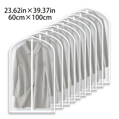 10pcs Waterproof Transparent Clothing Bags, with Full Zippers, Travel Hanging Garment Bags for Wardrobe Storage, Compact Storage, Space-saving Solutions Durable Plastic Lightweight Materials Clothes Bags Minimalist Lifestyle Business Professionals