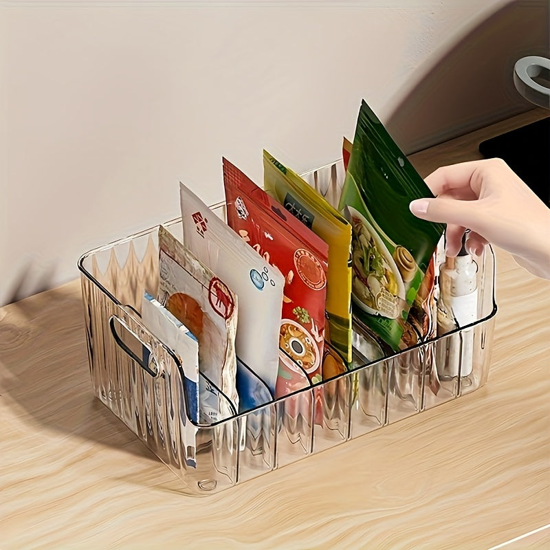 1 Transparent Plastic Seasoning Storage Box with Adjustable Compartments | Multi-functional Kitchen Organizer Suitable for Spices, Snacks, and Small Items - Detachable Seasoning Rack, Large-Capacity for Refrigerator and Countertop