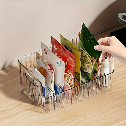 1 Transparent Plastic Seasoning Storage Box with Adjustable Compartments | Multi-functional Kitchen Organizer Suitable for Spices, Snacks, and Small Items - Detachable Seasoning Rack, Large-Capacity for Refrigerator and Countertop