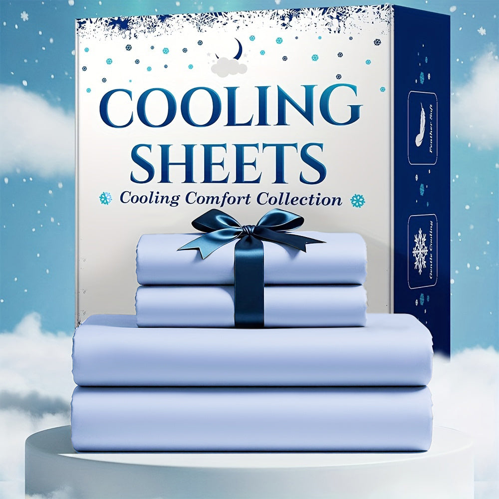 4pcs Bamboo Blend Cooling Bed Sheet Set - Kids Ultra Soft Breathable Sheets With Deep Pocket Fitted Sheet (18"-24" Height), Children, 2200 TC Cooling Fabric, Shrink & Wrinkle Resistant, For All-Season Comforter Fit, Hotel Luxury Christmas Gift