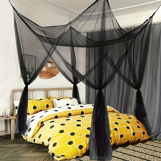 Canopy for Beds, Curtains for Canopy Beds, Bed Drapes, Mosquito Netting for Indoor And Outdoor Use, Gothic-Style Black Top Drapes for Beds, Decorative Elements